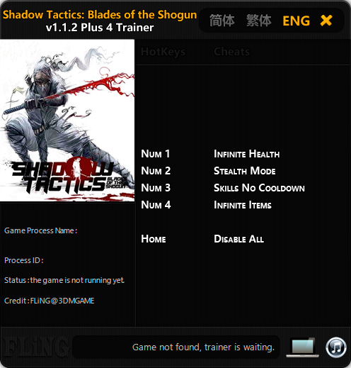 Shadow Tactics: Blades of the Shogun — трейнер для версии 1.1.2 (+4) FLiNG