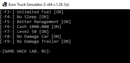 Euro Truck Simulator 2 — трейнер для версии 1.26.1s (+6) LIRW [64-bit]