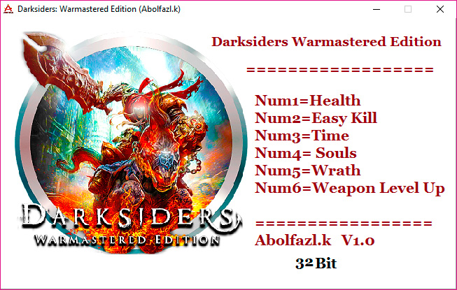 Darksiders: Warmastered Edition — трейнер для версии 1.0 (+6) Abolfazl.K [32-bit]