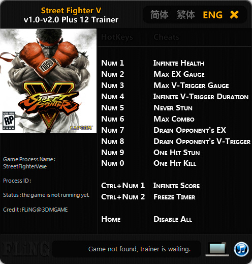 Street Fighter 5 — трейнер для версии 2.0 (+12) FLiNG