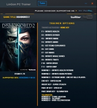 Dishonored 2 — трейнер для версии 1.76 (+20) LinGon