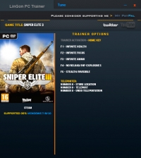 Sniper Elite 3 — трейнер для версии 1.15a (+7) LinGon [64-bit]