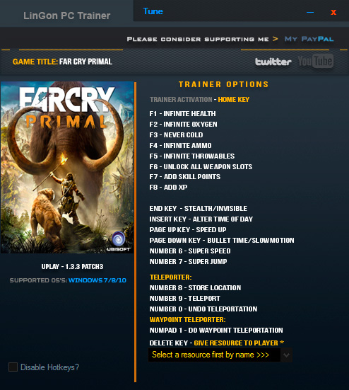 Far Cry Primal — трейнер для версии 1.3.3 (+18) LinGon