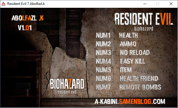 Resident Evil 7: Biohazard — трейнер для версии 1.01 (+7) Abolfazl.k