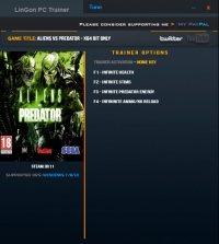 Aliens vs. Predator — трейнер для версии от 01.02.2017 (+4) LinGon