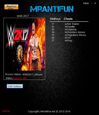WWE 2K17 — трейнер для версии 1.06 (+6) MrAntiFun