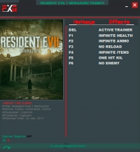 Resident Evil 7: Biohazard — трейнер для версии 1.01 (+6) FutureX