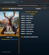 theHunter: Call of the Wild — трейнер для версии 1.01 (+9) LinGon