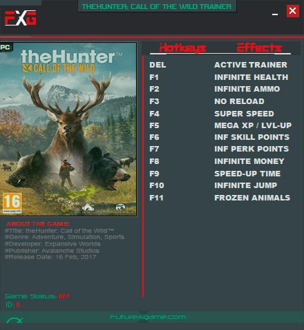 theHunter: Call of the Wild — трейнер для версии 1.2 (+11) FutureX