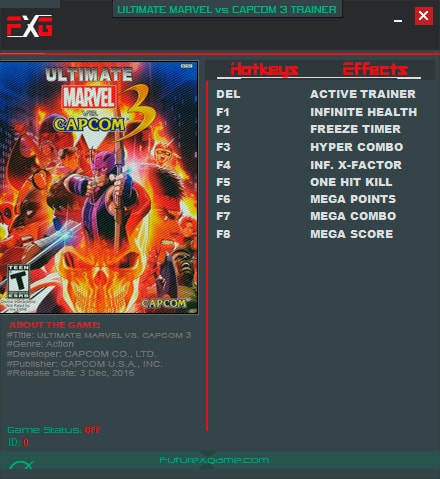 Ultimate Marvel vs. Capcom 3 — трейнер для версии 1.0 (+8) FutureX
