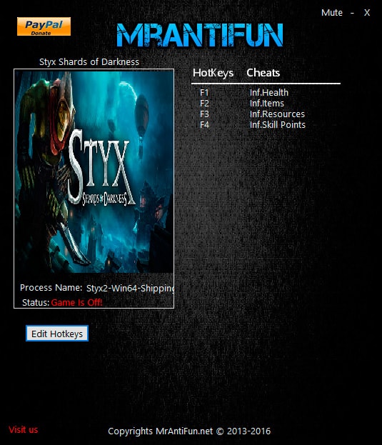 Styx: Shards of Darkness — трейнер для версии 1.0 (+4) MrAntiFun
