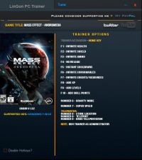 Mass Effect: Andromeda — трейнер для версии 1.02 (+14) LinGon