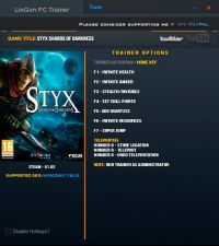Styx: Shards of Darkness — трейнер для версии 1.02 (+9) LinGon