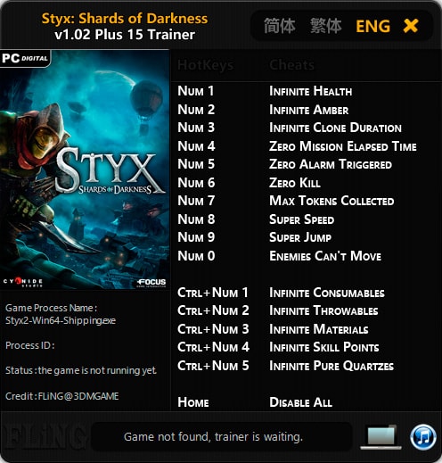 Styx: Shards of Darkness — трейнер для версии 1.02 (+15) FLiNG