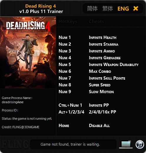 Dead Rising 4 — трейнер для версии 1.0 (+11) FLiNG