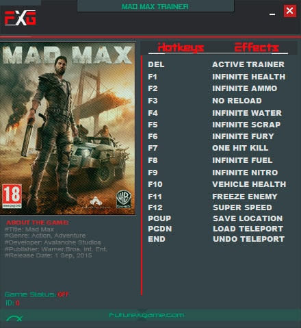Mad Max — трейнер для версии 1.0.3.0 (+13) FutureX