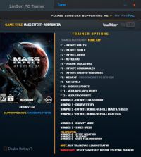 Mass Effect: Andromeda — трейнер для версии 1.04 (+20) LinGon