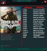 Sniper Elite 4 — трейнер для версии 1.5.0 (+13) FutureX [DirectX 11]