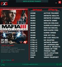 Mafia 3 — трейнер для версии 1.09 (+17) FutureX