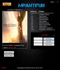 Sid Meier's Civilization 6 — трейнер для версии 1.0.0.129 (+12) MrAntiFun