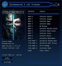 Dishonored 2 — трейнер для версии 1.77.5.0 (+15) `pSYcHo