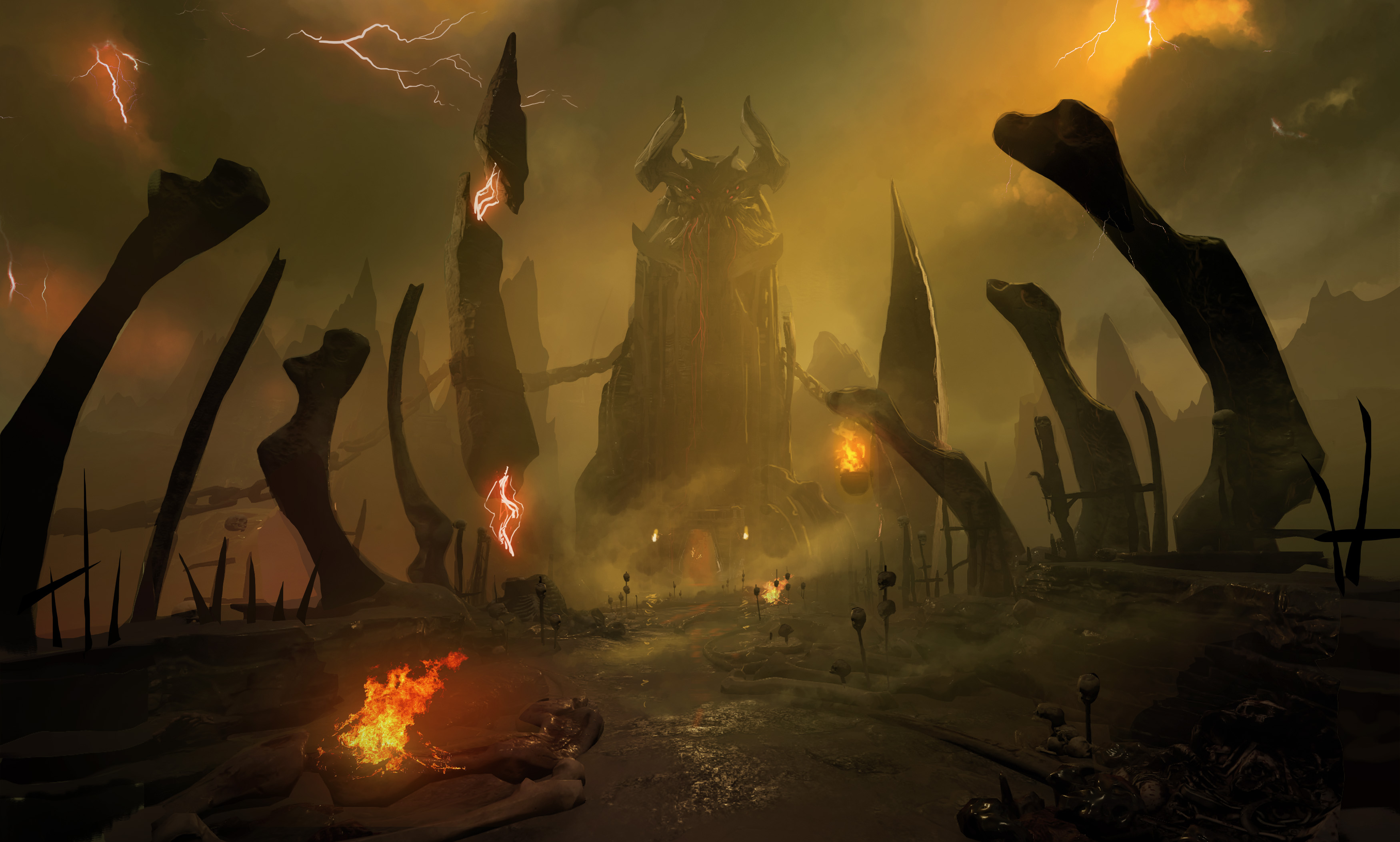 Hell village. Doom 2016 концепт арт. Концепты Doom 2016.